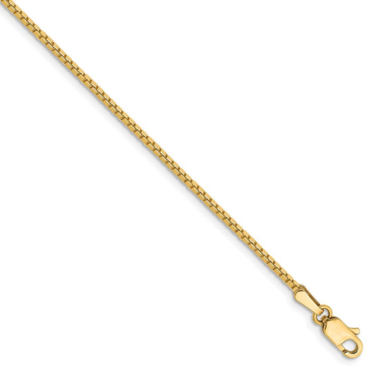 Million Charms 14k Yellow Gold 1.3mm Box Chain, Chain Length: 7 inches