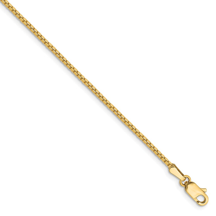 Million Charms 14k Yellow Gold 1.3mm Box Chain, Chain Length: 9 inches