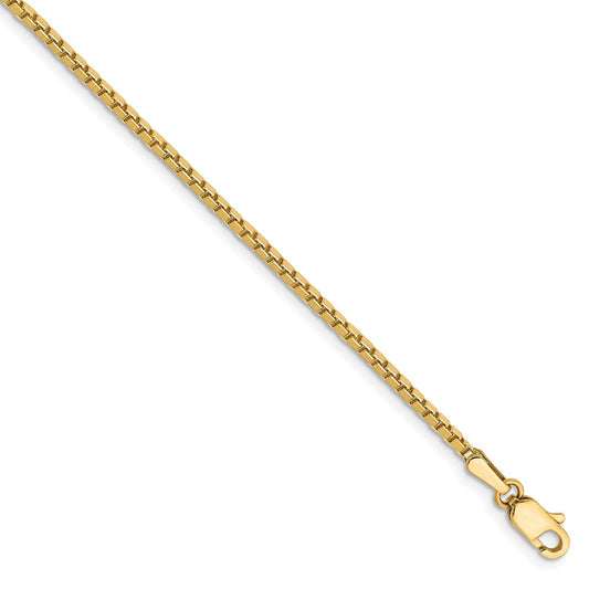 Million Charms 14k Yellow Gold 1.5mm Box Chain, Chain Length: 7 inches