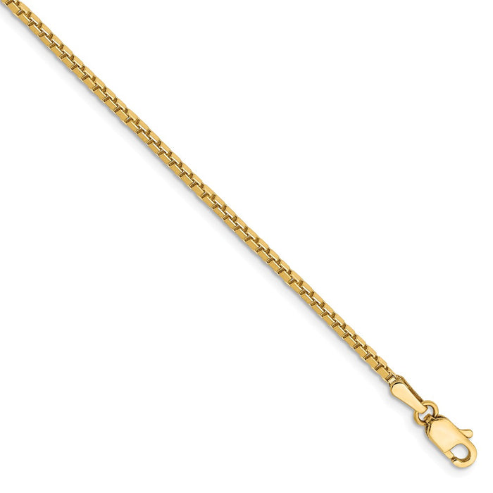 Million Charms 14k Yellow Gold 1.5mm Box Chain, Chain Length: 9 inches