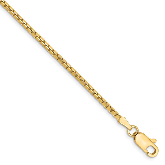 Million Charms 14k Yellow Gold 1.9mm Box Chain, Chain Length: 7 inches