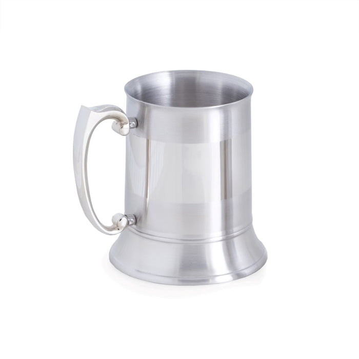 Occasion Gallery Silver Color Stainless Steel 1 Pint Tankard with Shiny & Satin Finish. 4.25 L x 4.75 W x 0.5 H in.