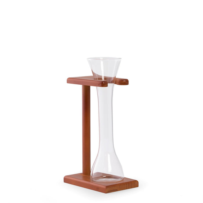 Occasion Gallery BROWN Color Quarter Yard of Ale Glass with Wooden Stand, 12oz. 5.5 L x 3.75 W x 11 H in.