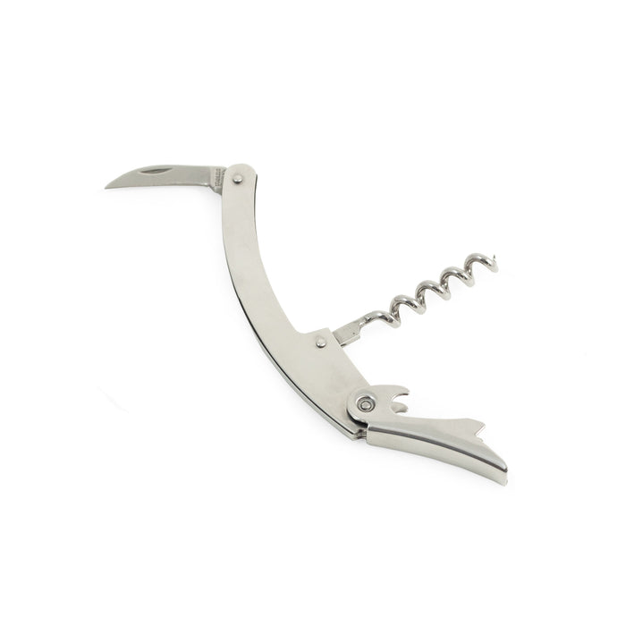 Occasion Gallery Silver Color Stainless Steel Bar Tool with Corkscrew, Bottle Cap Opener & Foil Cutter.  1 L x 1 W x 4.5 H in.