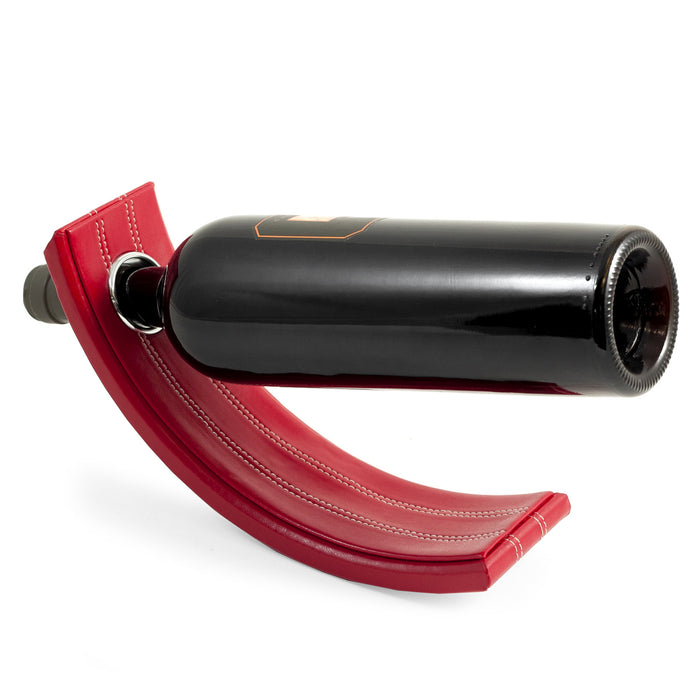 Occasion Gallery Red Color Red Leather Balancing Wine Bottle Stand.  L x 3 W x 10.5 H in.