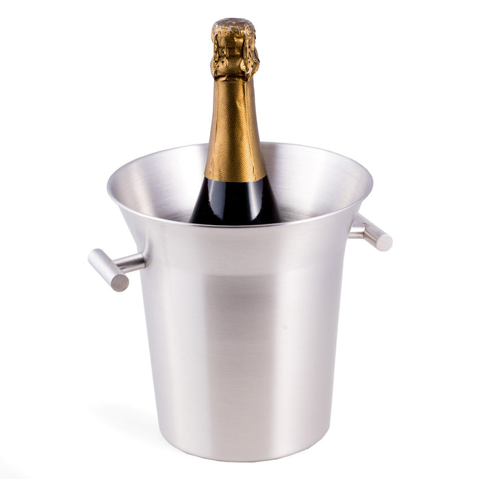 Occasion Gallery Silver Color Stainless Steel 6 qt. Ice Bucket with Brushed Finish and Side Handles.  L x 7.5 W x 8 H in.