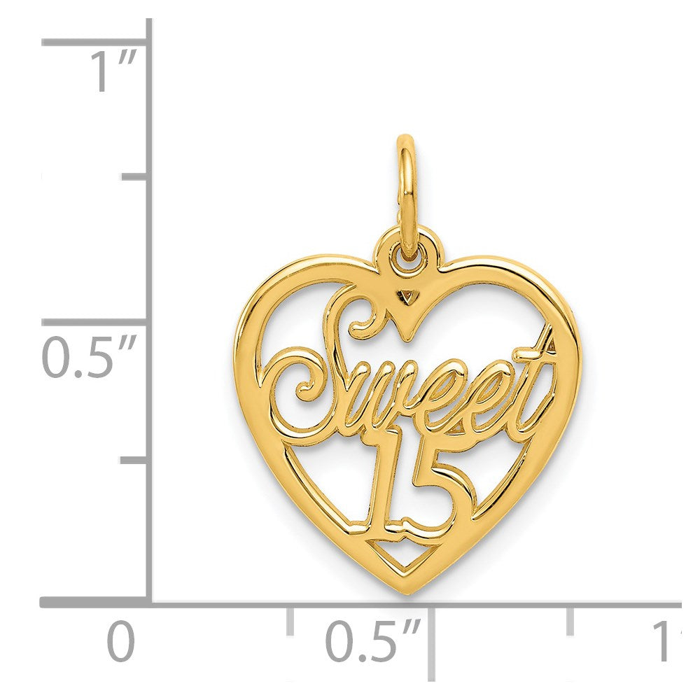 Million Charms 14K Yellow Gold Themed Sweet 15 Birthday Anniversary Charm