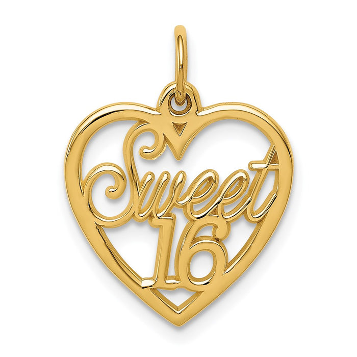 Million Charms 14K Yellow Gold Themed Sweet 16 Birthday Charm