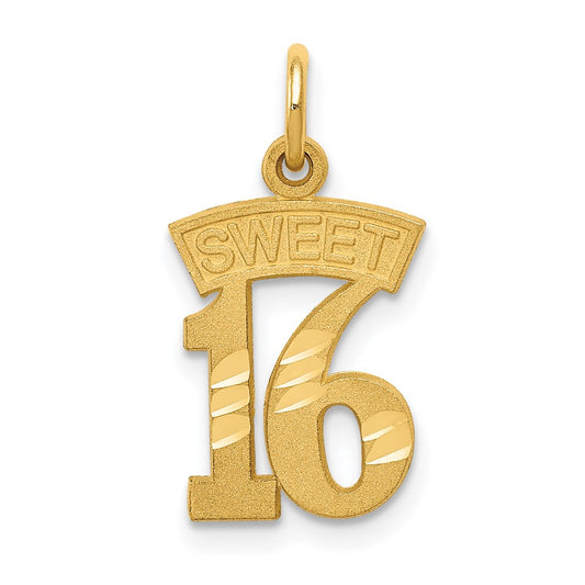 Million Charms 14K Yellow Gold Themed Sweet 16 Birthday Charm