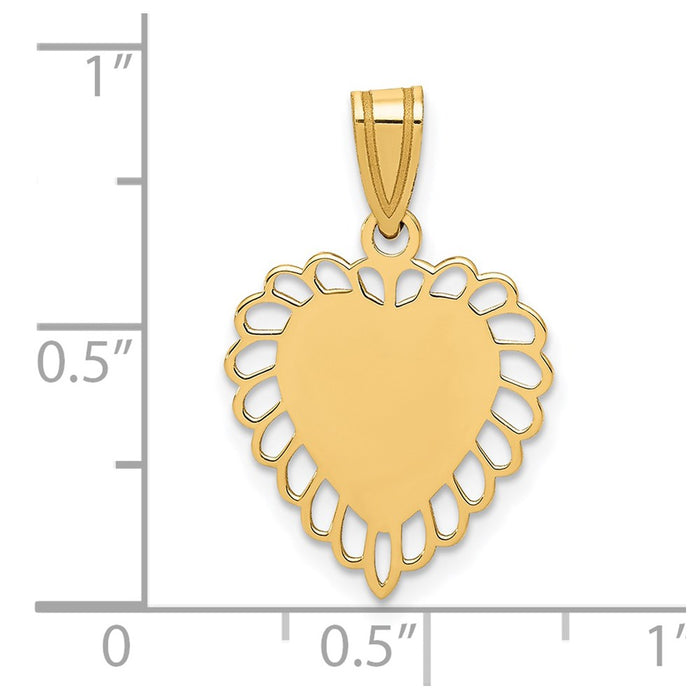 Million Charms 14K Yellow Gold Themed Polished Border Heart Pendant