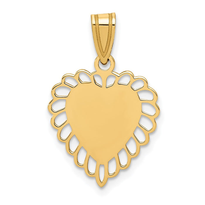 Million Charms 14K Yellow Gold Themed Polished Border Heart Pendant