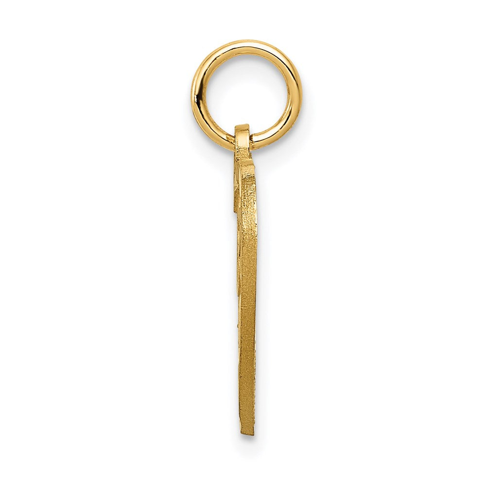 Million Charms 14K Yellow Gold Themed Polished Diamond-Cut Key In Heart Charm