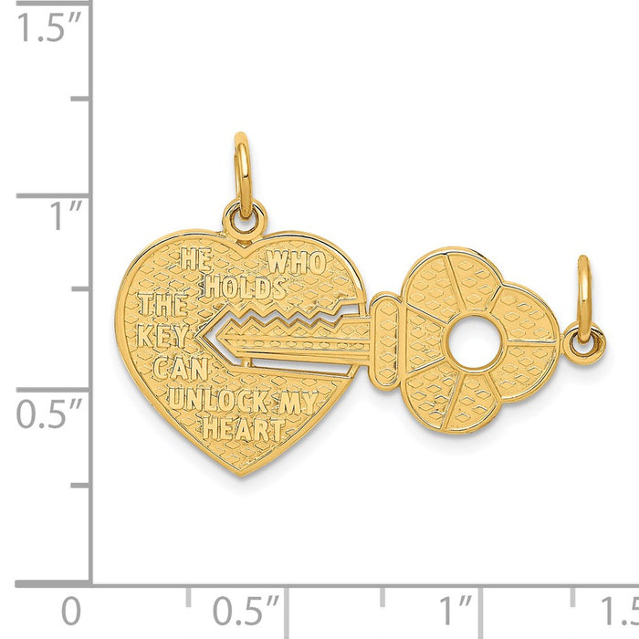 Million Charms 14K Yellow Gold Themed Polished 2 Piece Break Apart He Who Holds The Key Charms