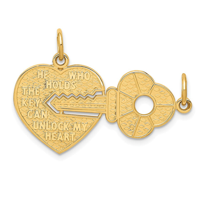 Million Charms 14K Yellow Gold Themed Polished 2 Piece Break Apart He Who Holds The Key Charms