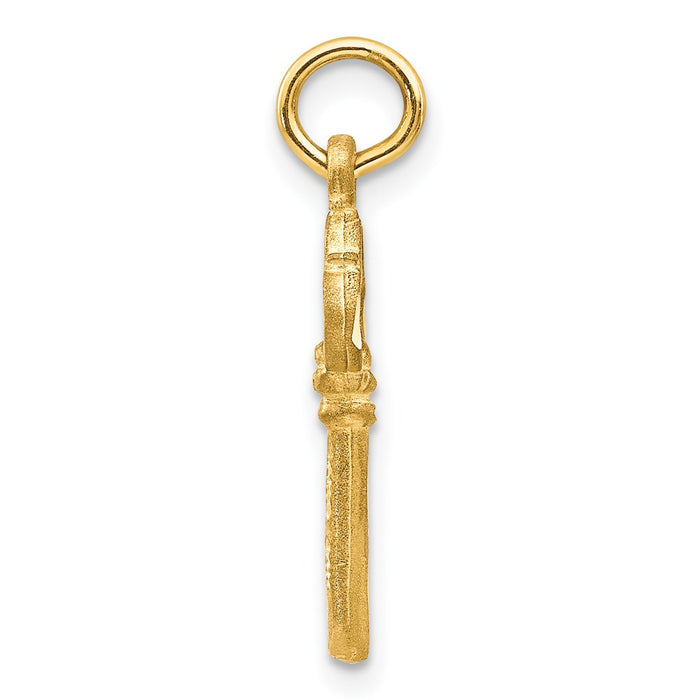 Million Charms 14K Yellow Gold Themed Polished Diamond-Cut Key Charm