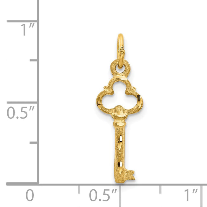 Million Charms 14K Yellow Gold Themed Polished Diamond-Cut Key Charm