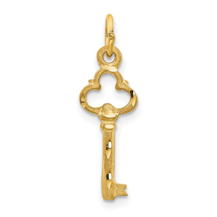 Million Charms 14K Yellow Gold Themed Polished Diamond-Cut Key Charm