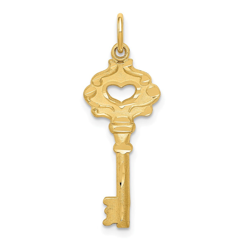Million Charms 14K Yellow Gold Themed Polished Fancy Edge Key Charm