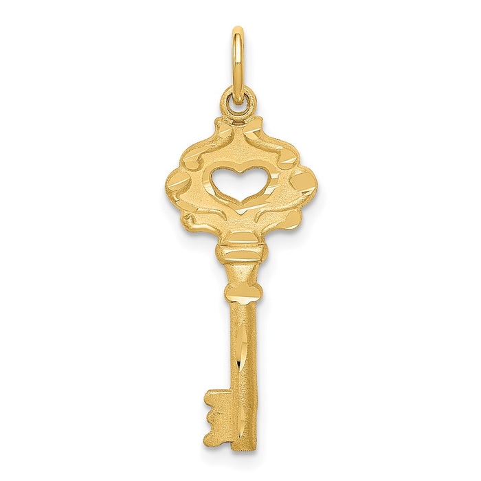 Million Charms 14K Yellow Gold Themed Polished Fancy Edge Key Charm