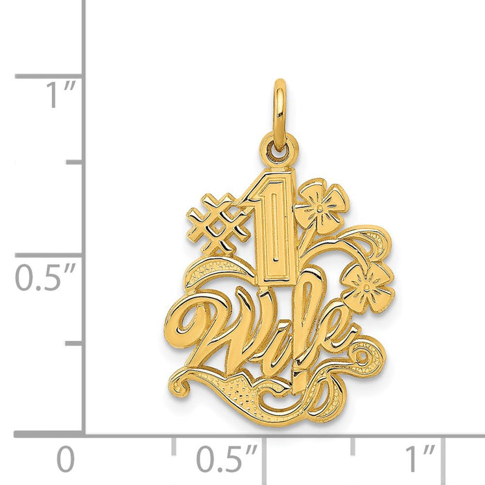 Million Charms 14K Yellow Gold Themed #1 Wife Charm
