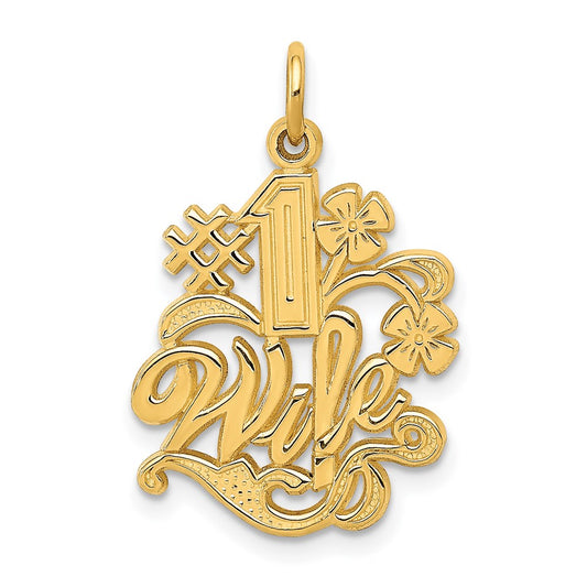 Million Charms 14K Yellow Gold Themed #1 Wife Charm