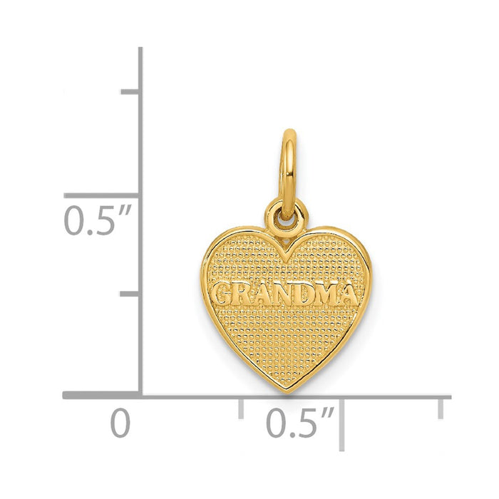 Million Charms 14K Yellow Gold Themed Grandma Heart Charm