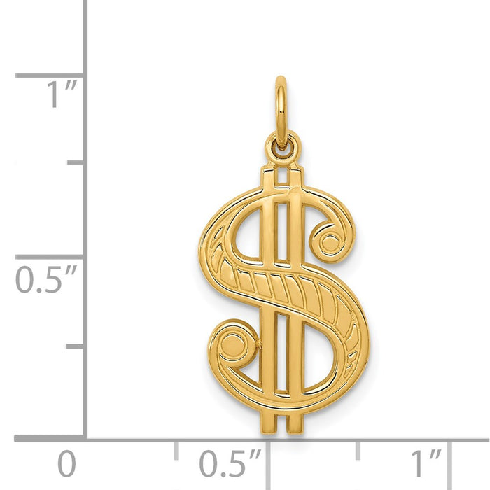 Million Charms 14K Yellow Gold Themed Dollar Sign Charm
