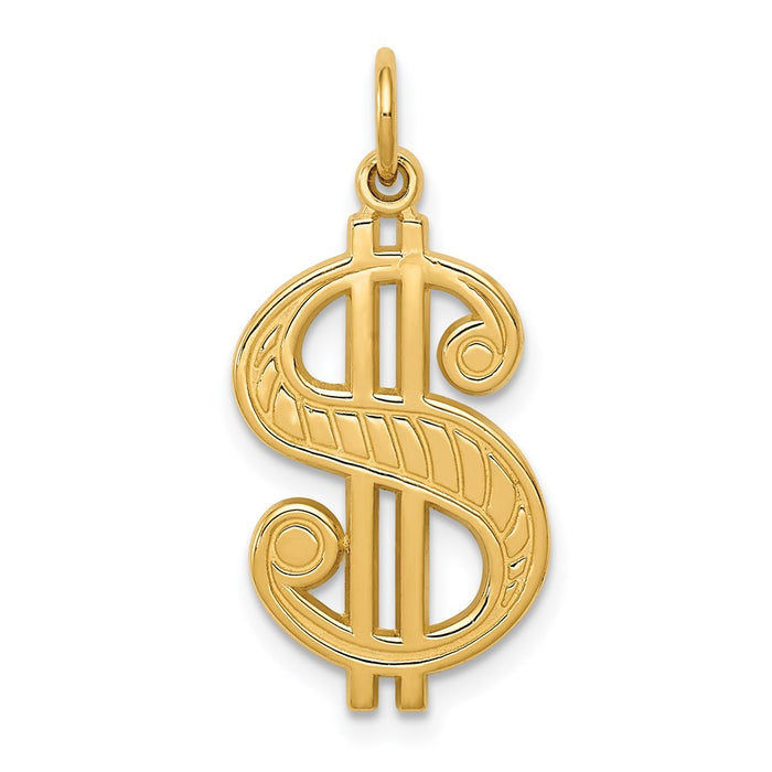 Million Charms 14K Yellow Gold Themed Dollar Sign Charm