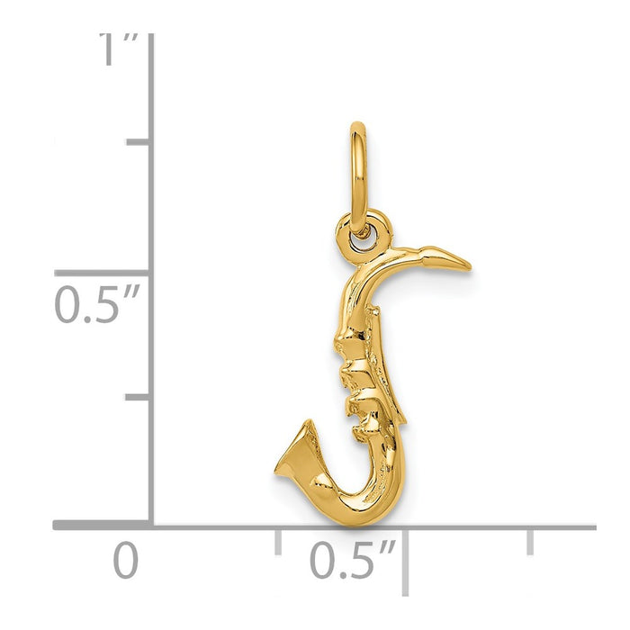 Million Charms 14K Yellow Gold Themed 3-D Saxophone Charm