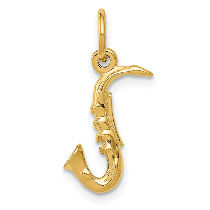 Million Charms 14K Yellow Gold Themed 3-D Saxophone Charm
