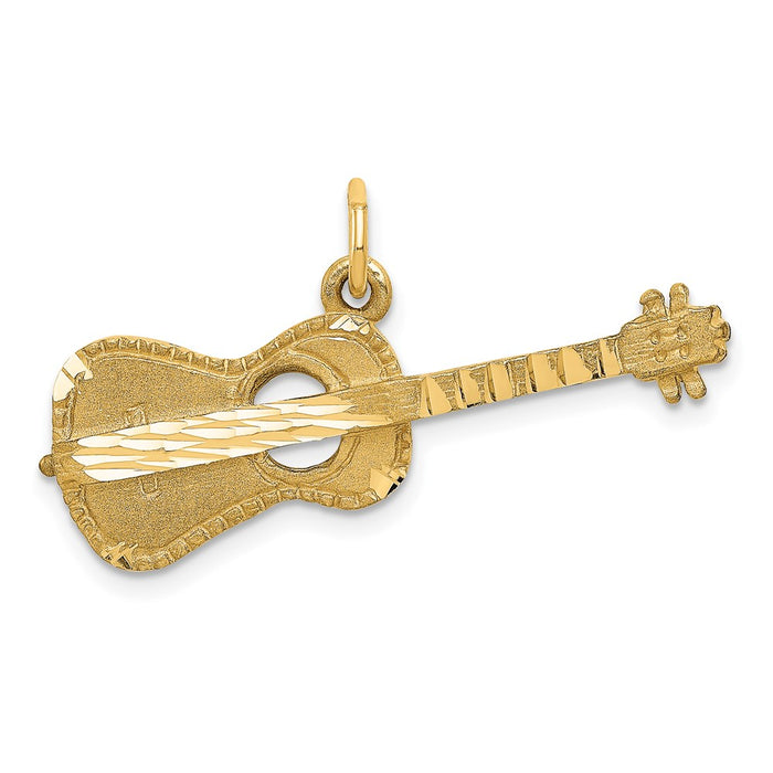Million Charms 14K Yellow Gold Themed Guitar Music Instrament Charm