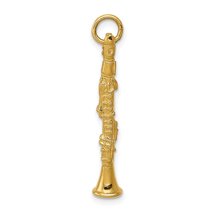 Million Charms 14K Yellow Gold Themed 3-D Clarinet Charm