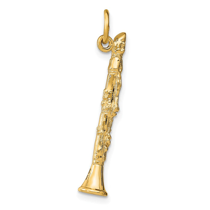 Million Charms 14K Yellow Gold Themed 3-D Clarinet Charm