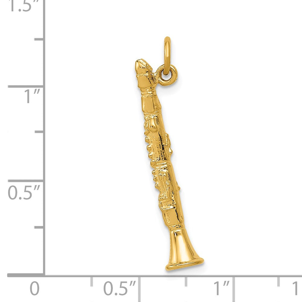 Million Charms 14K Yellow Gold Themed 3-D Clarinet Charm