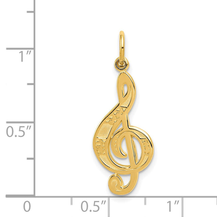 Million Charms 14K Yellow Gold Themed Treble Clef Charm
