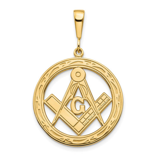 Million Charms 14K Yellow Gold Themed Large Masonic Pendant