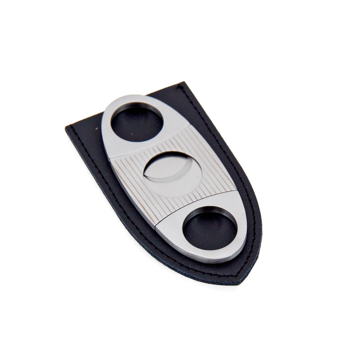 Occasion Gallery Silver Color Stainless Steel Guillotine Cigar Cutter with Leather Pouch. 3.5 L x 1.5 W x 0.15 H in.