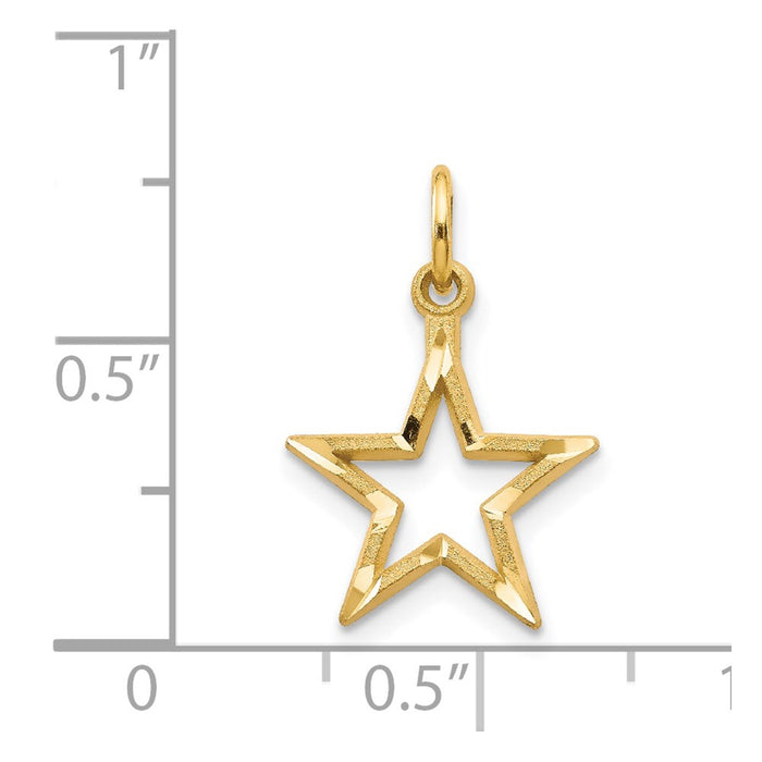 Million Charms 14K Yellow Gold Themed Diamond-Cut Star Charm