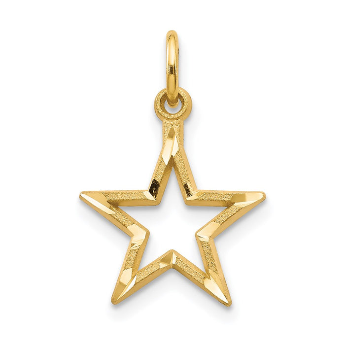 Million Charms 14K Yellow Gold Themed Diamond-Cut Star Charm