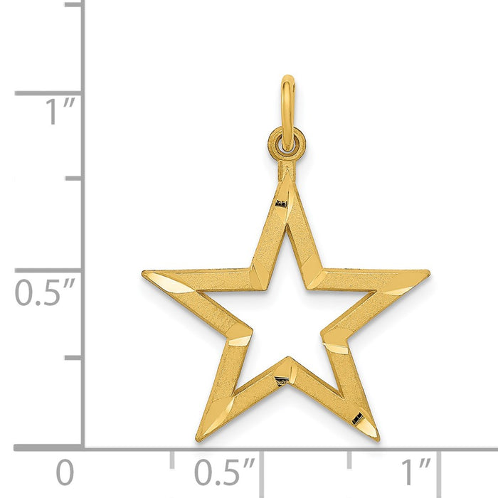 Million Charms 14K Yellow Gold Themed Diamond-Cut Star Charm