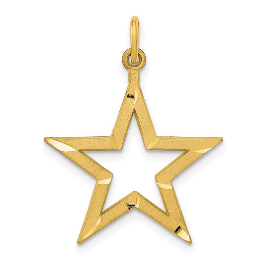 Million Charms 14K Yellow Gold Themed Diamond-Cut Star Charm