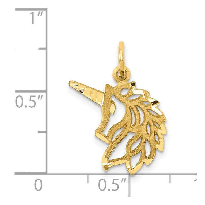 Million Charms 14K Yellow Gold Themed Unicorns Head Pendant