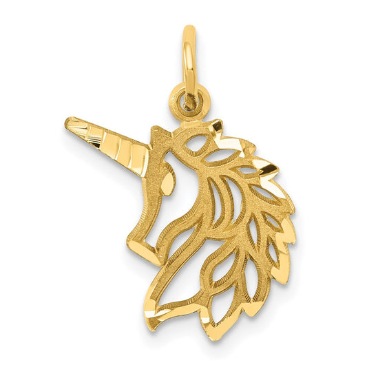 Million Charms 14K Yellow Gold Themed Unicorns Head Pendant