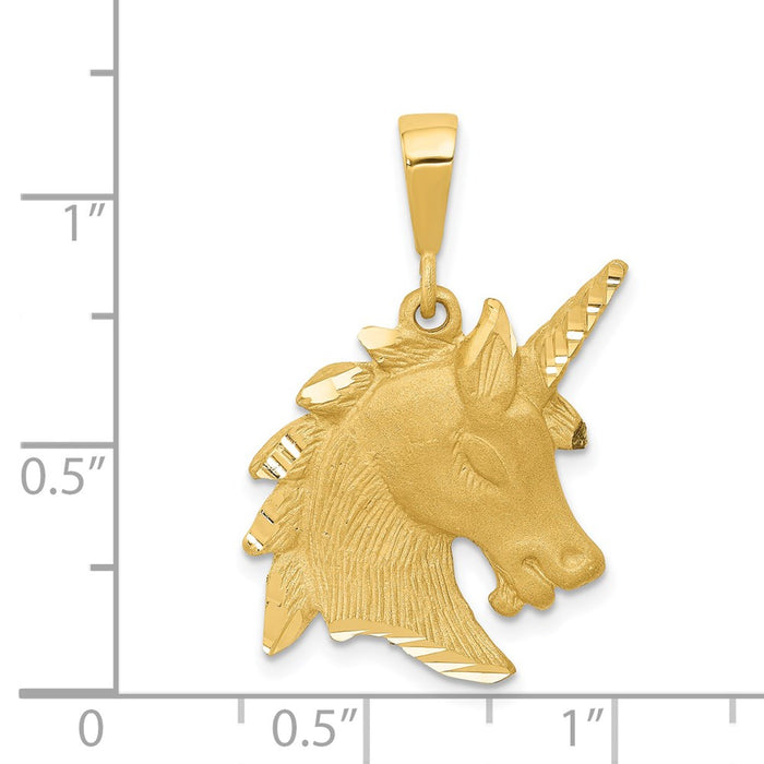 Million Charms 14K Yellow Gold Themed Unicorn Head Charm