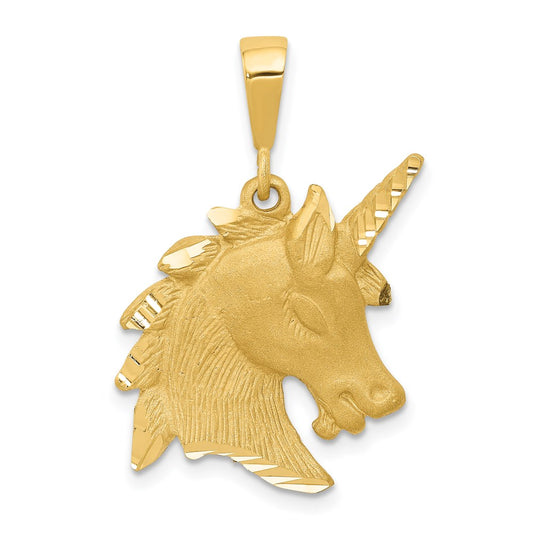Million Charms 14K Yellow Gold Themed Unicorn Head Charm