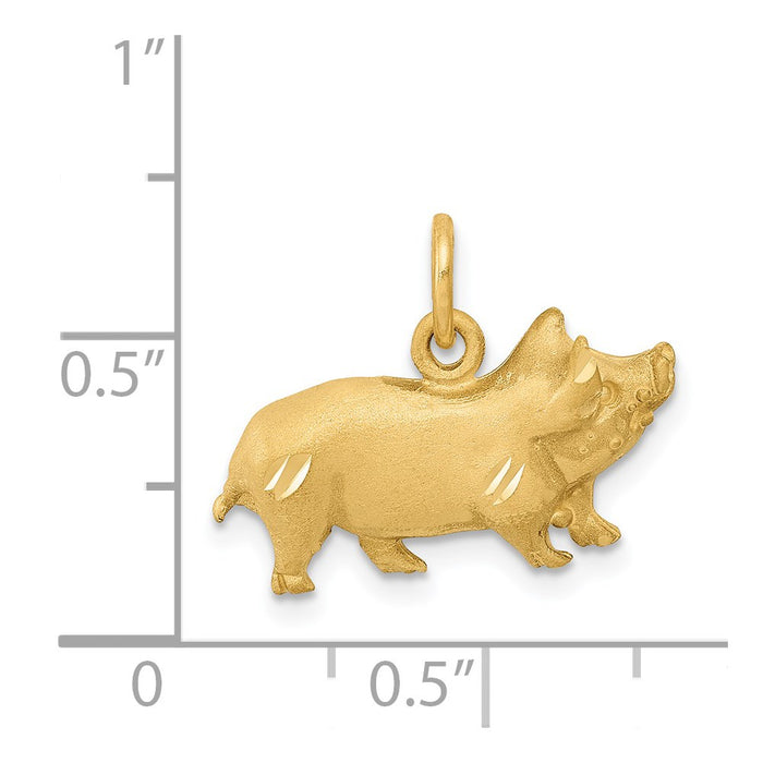 Million Charms 14K Yellow Gold Themed Pig Charm