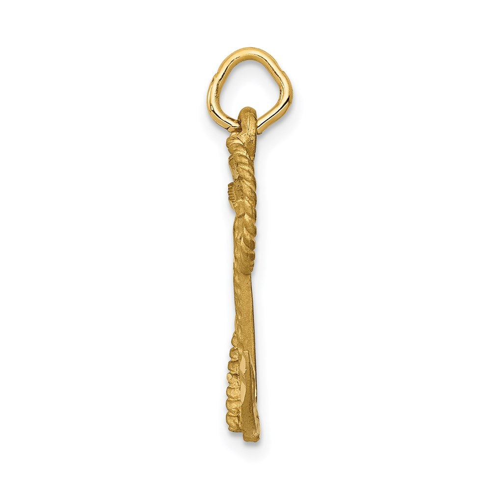 Million Charms 14K Yellow Gold Themed Nautical Anchor With Rope Charm