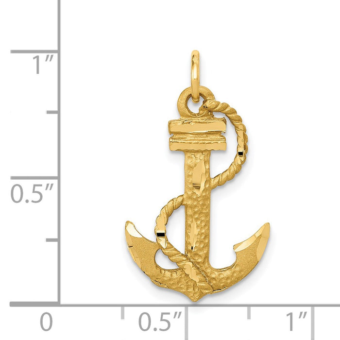 Million Charms 14K Yellow Gold Themed Nautical Anchor With Rope Charm