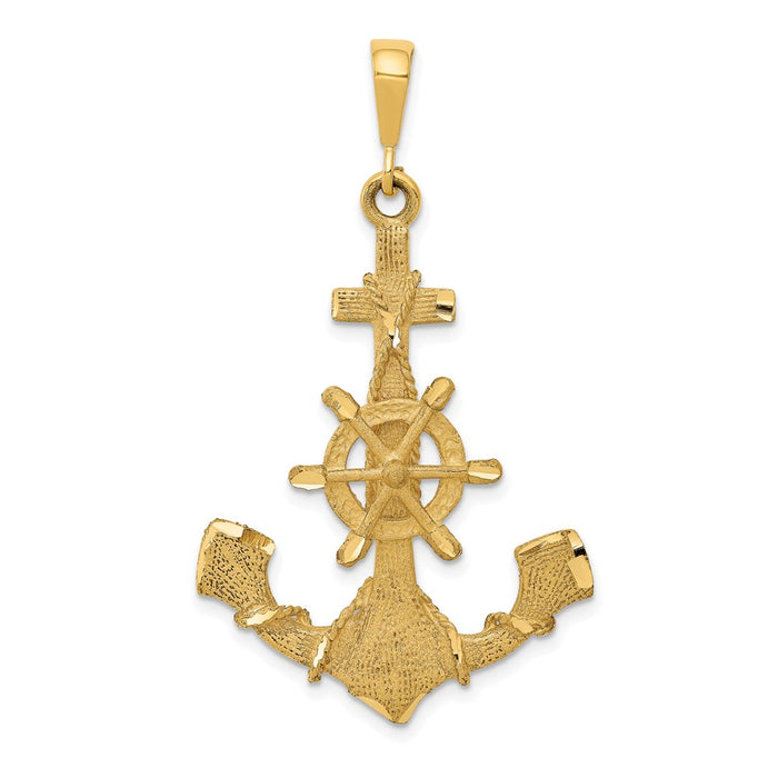 Million Charms 14K Yellow Gold Themed Large Nautical Anchor With Wheel Charm