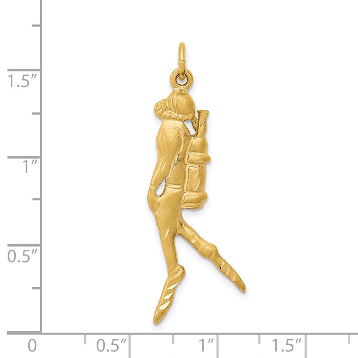 Million Charms 14K Yellow Gold Themed Scuba Diver Charm